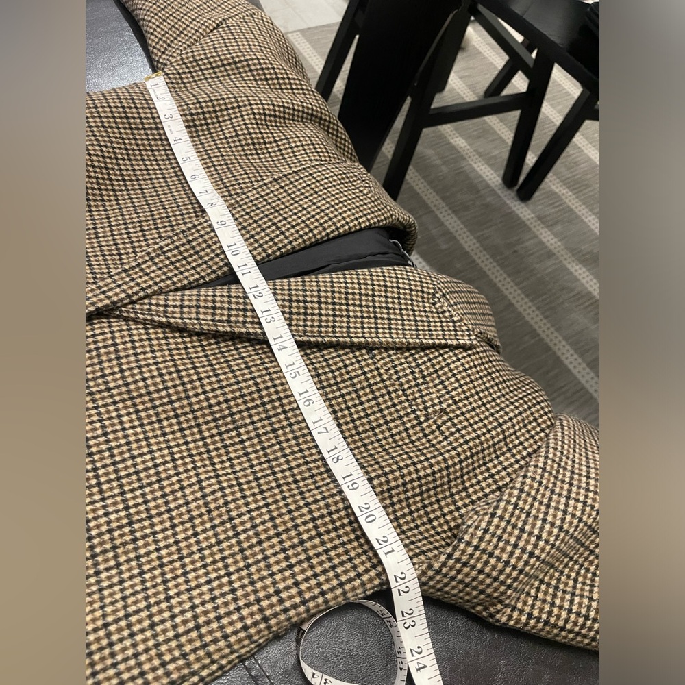 Zara Checkered Brown drop shoulder Oversized Overcoat Jacket S - Picture 6 of 8
